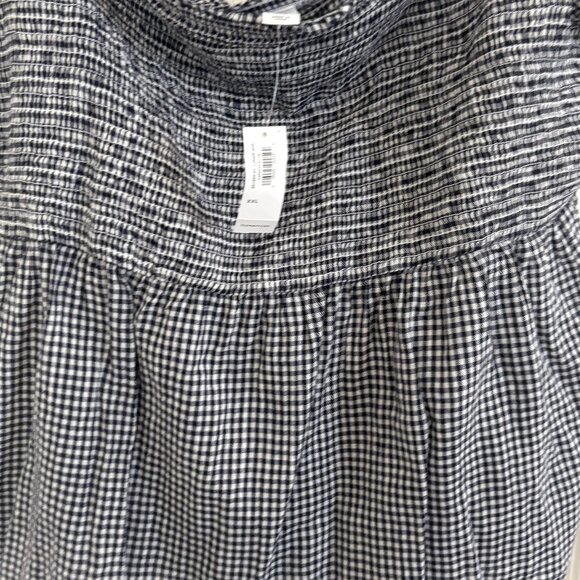 Old Navy Button Off The Shoulder Smocked Blouse Peasant Top Blue Plaid Size XXL - Picture 6 of 7